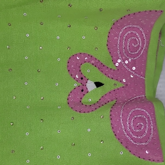 Jack B. Quick flamingo button down sequin detail sweater size L excellent cond - Picture 6 of 7